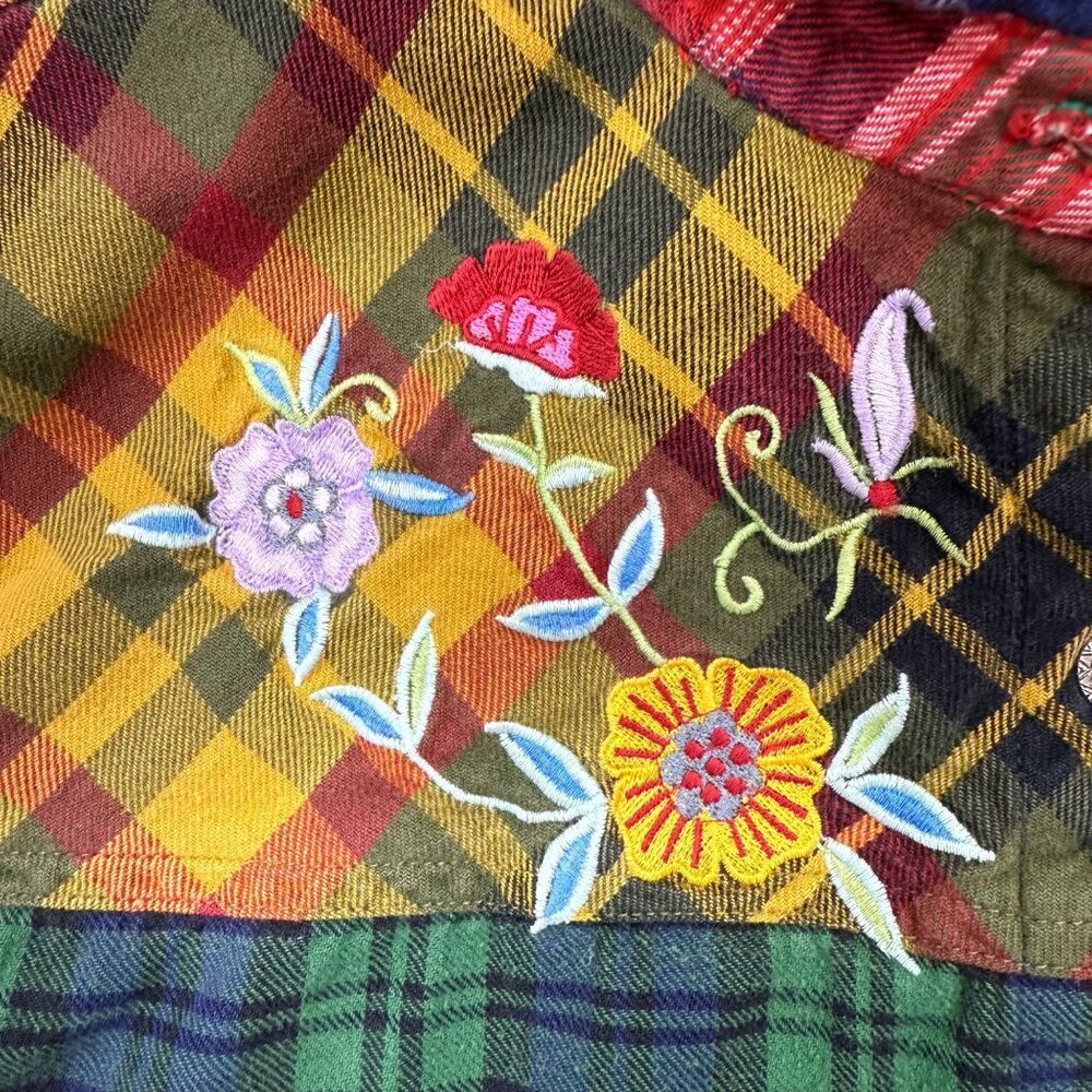 VTG Y2K 90s Blair Patchwork Plaid Floral Cotton Cottagecore Boho Cowgirl Womens - Picture 3 of 12